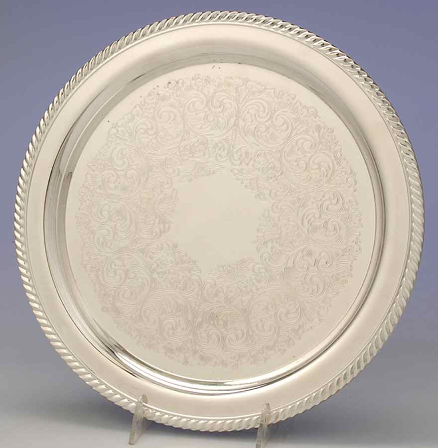 Arcadia (Silverplate, Hollowware) 12" Round Tray by Oneida Silver-1