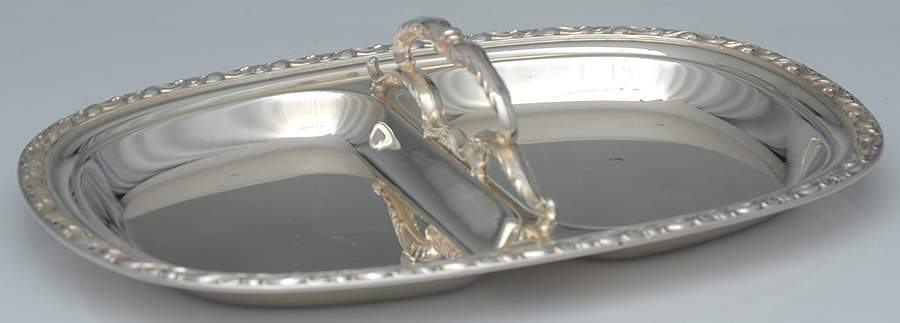 Silverplate Hollowware 2 Part Divided Server by Oneida Silver-1