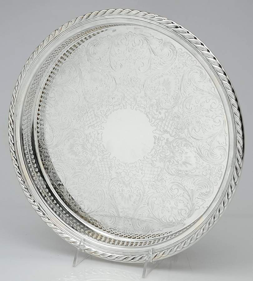 Silverplate Hollowware 12" Gallery Tray by Oneida Silver-1