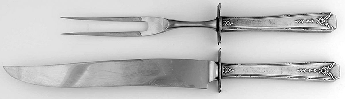 Milady (Silverplate, 1940) Large 2-Piece Roast Carving Set w/Stainless Blade by Oneida Silver-1