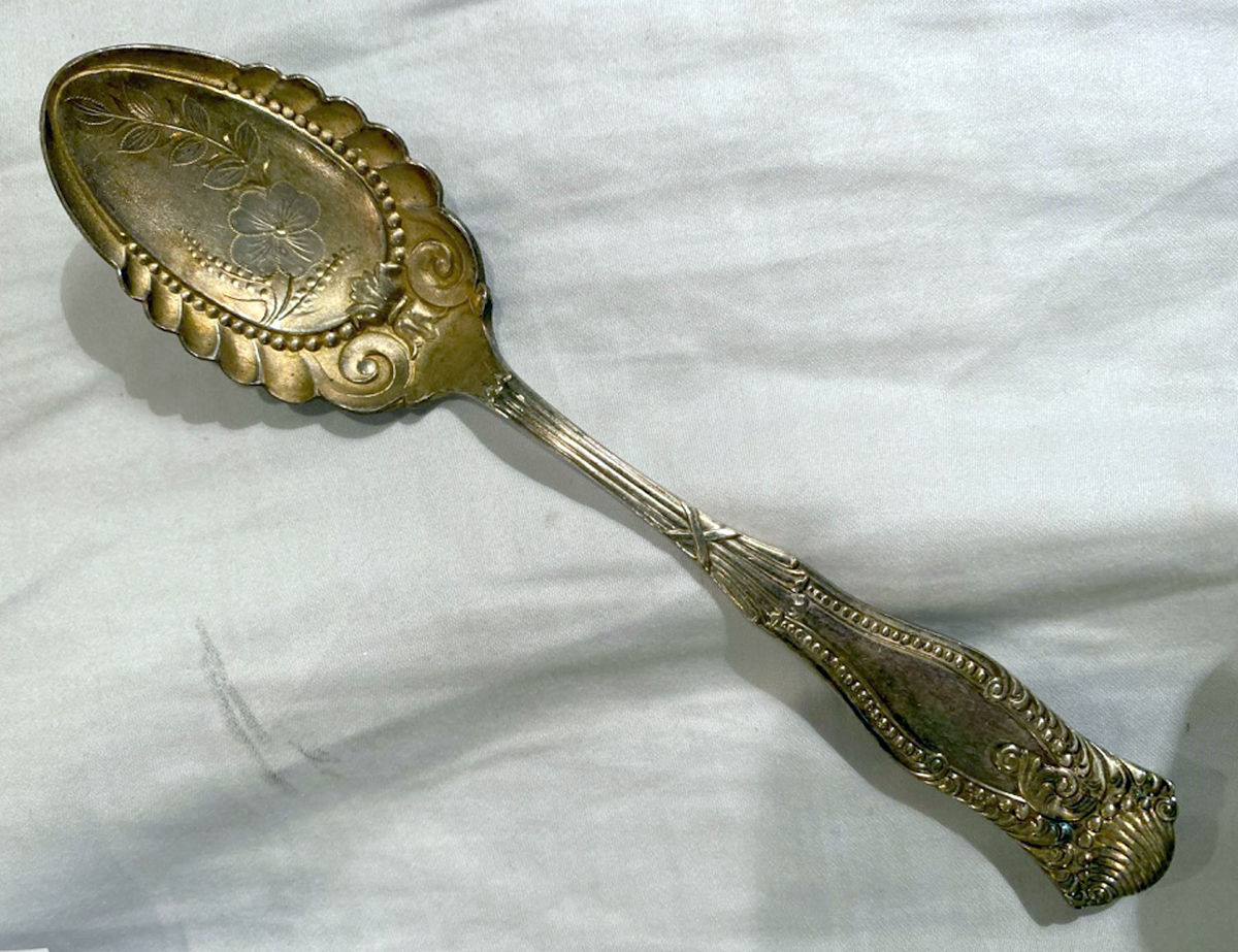 Milano (Silverplate) Sugar Shell Spoon, Bright Cut by Oneida Silver-1