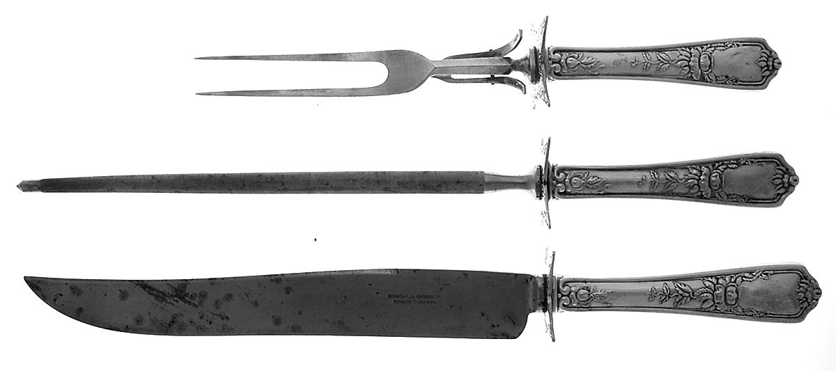 Minerva (Silverplate, 1911) Large 3-Piece Roast Carving Set w/ Stainless Blade by Oneida Silver-1