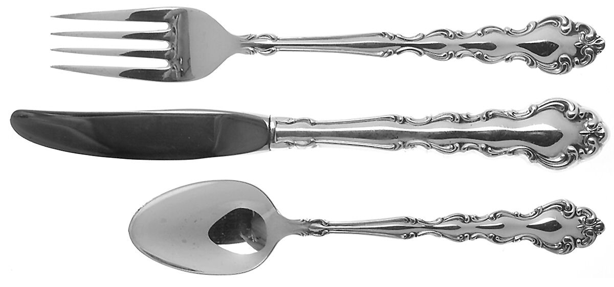 Modern Baroque (Silverplate, 1969) 3 Piece Youth Set (Knife, Fork & Spoon) by Oneida Silver-1