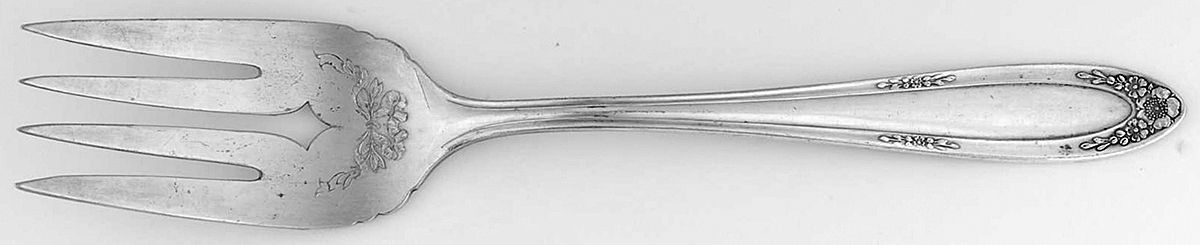 Modjeska (Silverplate, 1916) Medium Solid Cold Meat Serving Fork by Oneida Silver-1