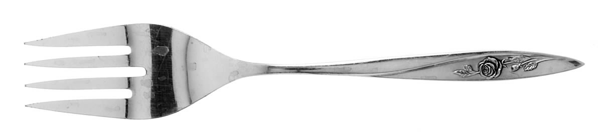 Morning Rose (Silverplate, 1960) Medium Solid Cold Meat Serving Fork by Oneida Silver-1