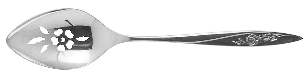 Morning Rose (Silverplate, 1960) Pierced Tablespoon (Serving Spoon) by Oneida Silver-1