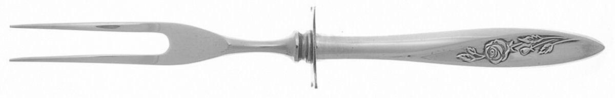 Morning Rose (Silverplate, 1960) Small Steak Carving Fork with Stainless Prongs by Oneida Silver-1