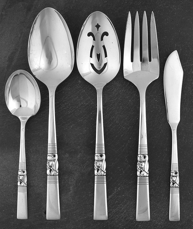 Morning Star (Silverplate, 1948) 5 Piece Hostess Set by Oneida Silver-1