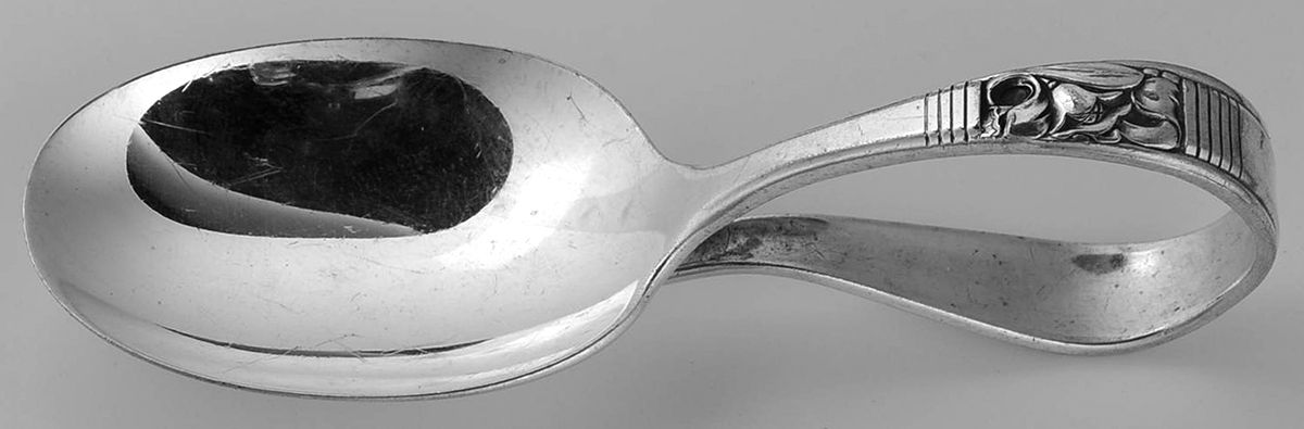 Morning Star (Silverplate, 1948) Curved Handle Baby Spoon by Oneida Silver-1