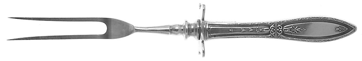 Mystic-Coronet (Silverplate, 1926, No Monograms) Small Steak Carving Fork with Stainless Prongs by Oneida Silver-1