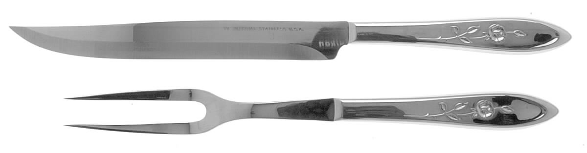 My Rose (Stainless) Large 2-Piece Roast Carving Set w/Stainless Blade by Oneida Silver-1