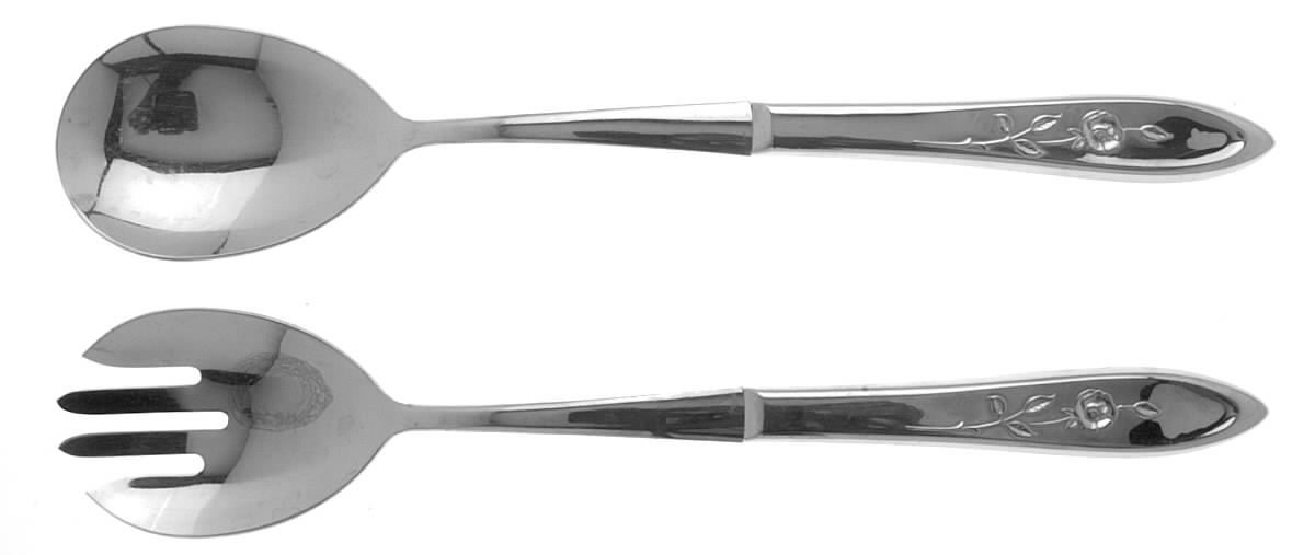 My Rose (Stainless) (2 Pc) Solid Salad Set by Oneida Silver-1