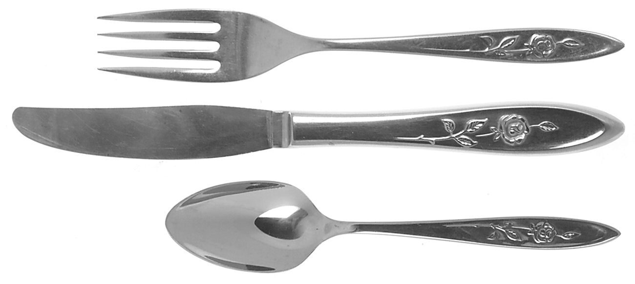 My Rose (Stainless) 3 Piece Youth Set (Knife, Fork & Spoon) by Oneida Silver-1