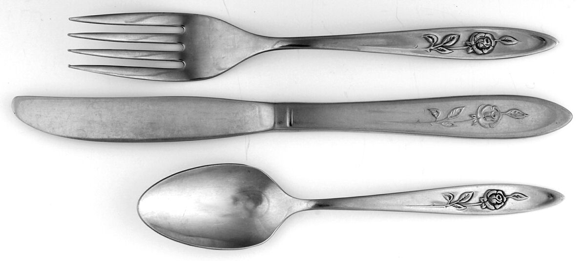 My Rose (Stainless) (3 Pc) Youth Set (Solid Knife, Fork & Spoon) by Oneida Silver-1