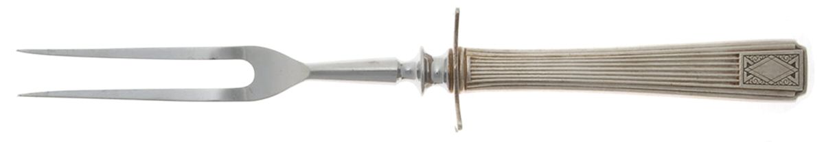 Noblesse (Silverplate, 1930) Small Steak Carving Fork with Stainless Prongs by Oneida Silver-1