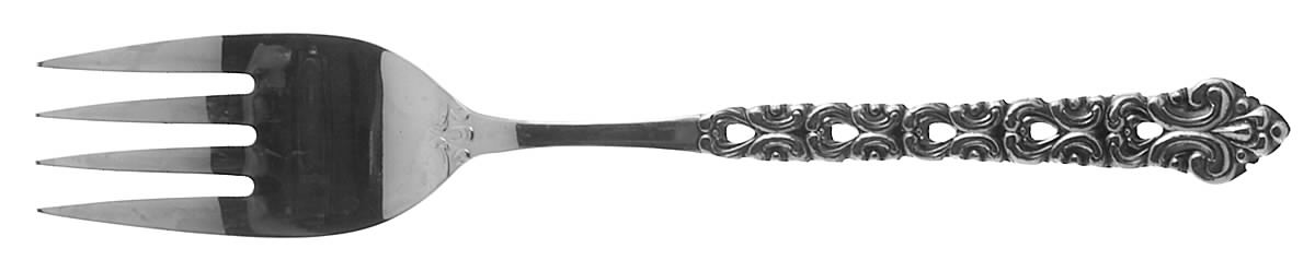 Old Baroque (Stainless) Medium Solid Cold Meat Serving Fork by Oneida Silver-1