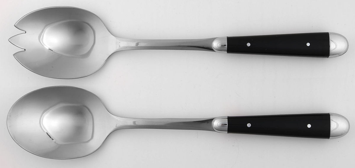 Palette-Black (Stainless) 2 Pc Salad Set with Stainless Bowl by Oneida Silver-1
