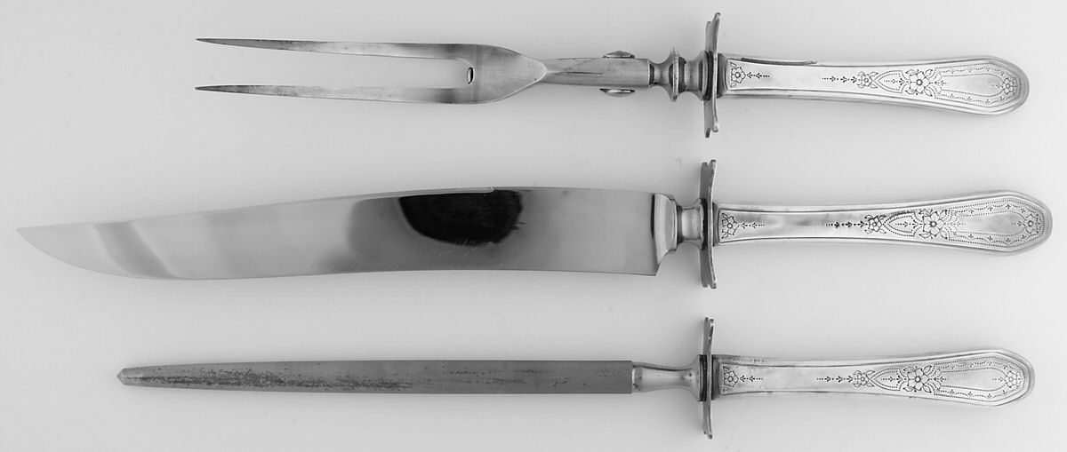 Paul Revere (Silverplate, 1927) Large 3-Piece Roast Carving Set w/ Stainless Blade by Oneida Silver-1