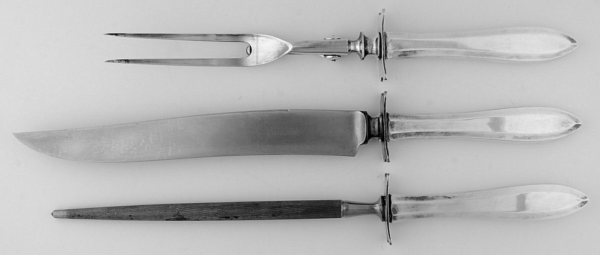 Patrician (Silverplate, 1914) Large 3-Piece Roast Carving Set w/ Stainless Blade by Oneida Silver-1