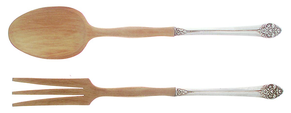 Plantation (Silverplate, 1948) Wooden Bowl 2-Piece Salad Set by Oneida Silver-1