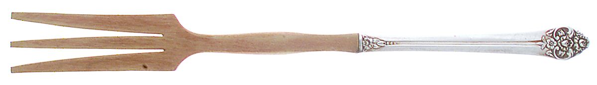 Plantation (Silverplate, 1948) Salad Serving Fork with Wooden Prongs by Oneida Silver-1