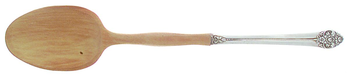 Plantation (Silverplate, 1948) Salad Serving Spoon with Wooden Bowl by Oneida Silver-1