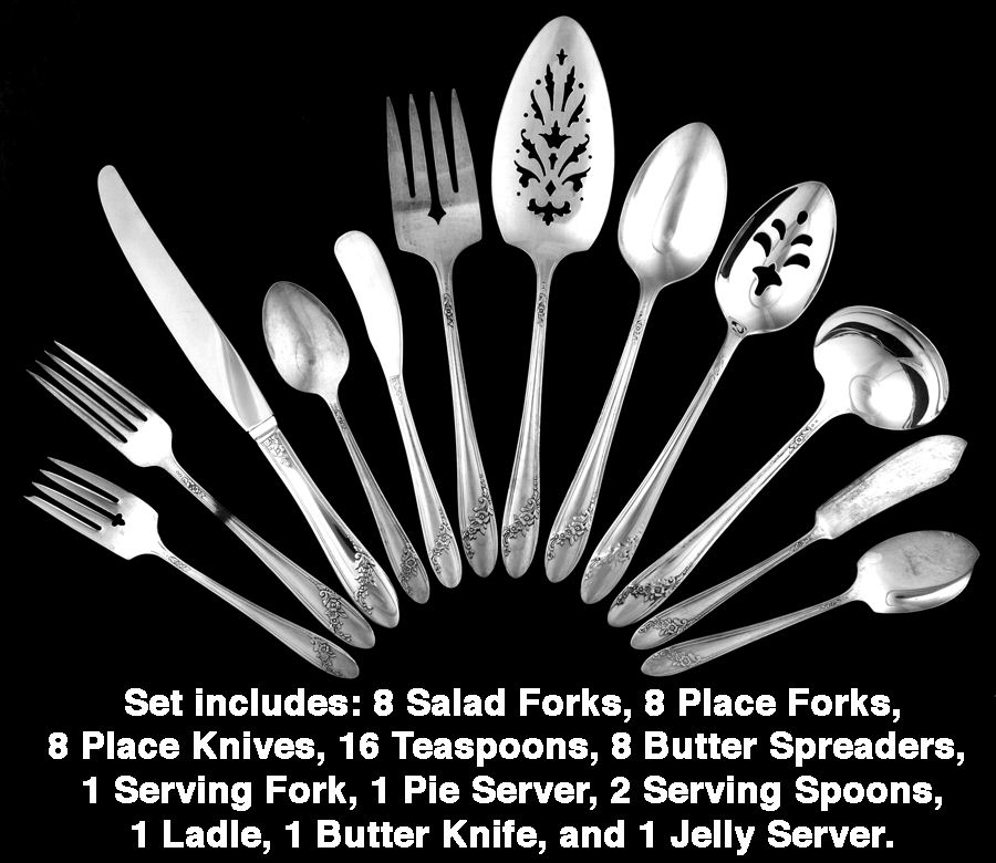 Queen Bess II (Silverplate, 1946) 56 Piece Set by Oneida Silver-1