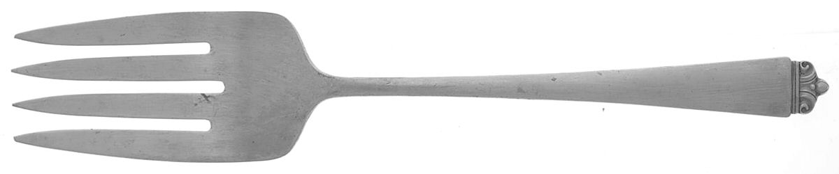 Reigning Beauty (Sterling, 1953) Medium Solid Cold Meat Serving Fork by Oneida Silver-1
