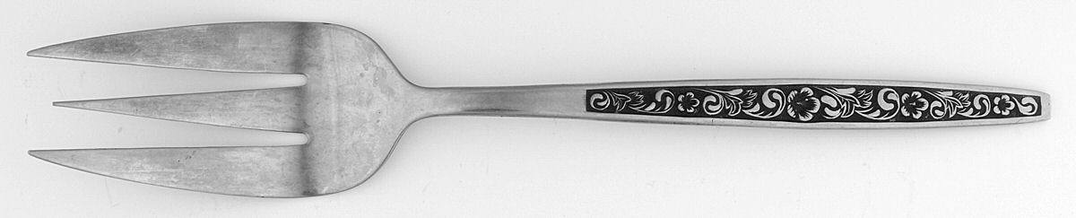 Rendezvous (Stainless) Large Solid Cold Meat Serving Fork by Oneida Silver-1