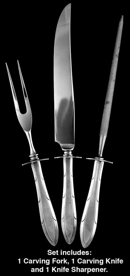 Reverie (Silverplate, 1937) Small Steak 3-Piece Carving Set with Stainless Blade by Oneida Silver-1