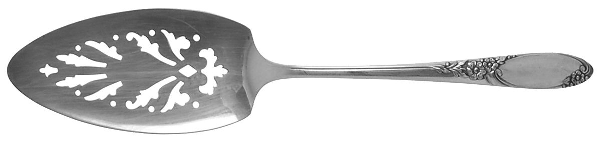 Ribbon Rose (Silverplate, 1960) Solid Pierced Pie Server by Oneida Silver-1