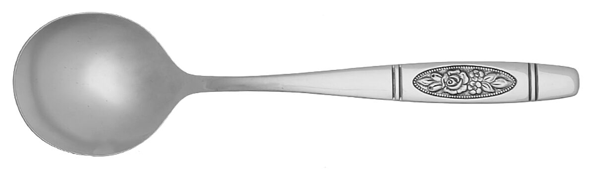 Rose Pendant (Stainless) Round Bowl Soup Spoon (Cream Soup) HC by Oneida Silver-1