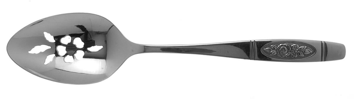 Rose Pendant (Stainless) Pierced Tablespoon (Serving Spoon) by Oneida Silver-1