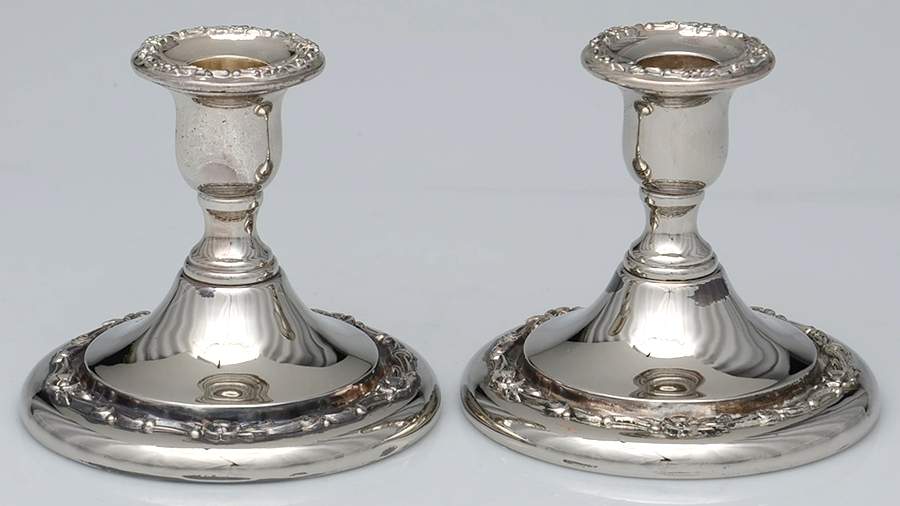 Royal Provincial (Silverplate, Hollowware) Pair of Silverplate Console Candleholders by Oneida Silver-1