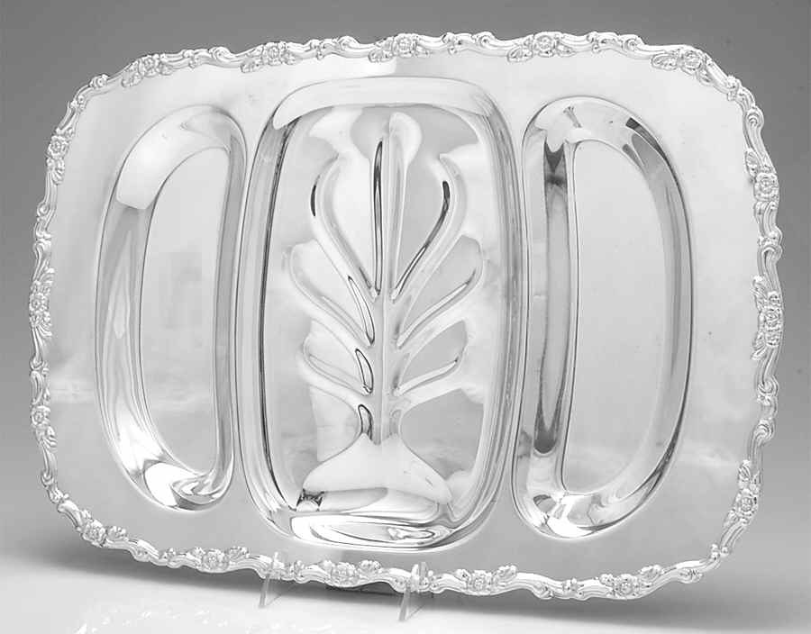 Royal Provincial (Silverplate, Hollowware) Large 3-Part Footed Meat Platter by Oneida Silver-1