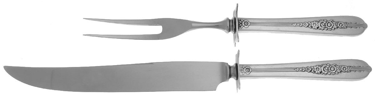 Royal Rose (Silverplate, 1939) Small 2-Piece Steak Carving Set w/Stainless Blade by Oneida Silver-1