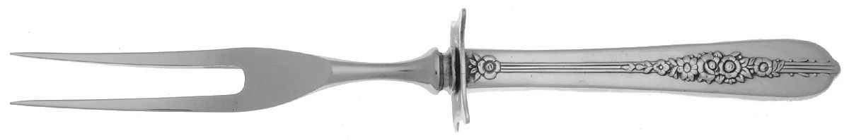 Royal Rose (Silverplate, 1939) Small Steak Carving Fork with Stainless Prongs by Oneida Silver-1