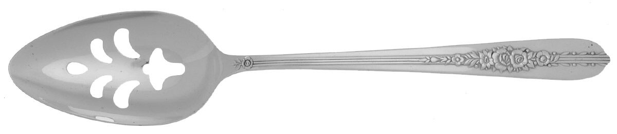 Royal Rose (Silverplate, 1939) Pierced Tablespoon (Serving Spoon) HC by Oneida Silver-1