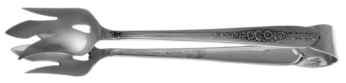 Royal Rose (Silverplate, 1939) Solid Lettuce Tongs by Oneida Silver-1