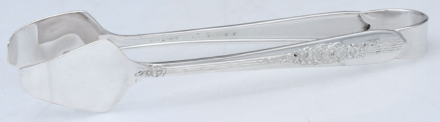Royal Rose (Silverplate, 1939) Sugar Tongs Solid HC by Oneida Silver-1