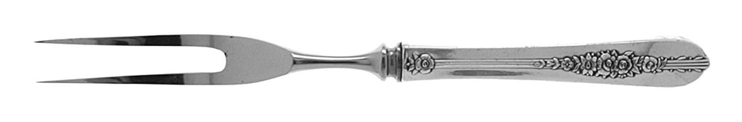 Royal Rose (Silverplate, 1939) Small Steak Carving Fork with Stainless Prongs by Oneida Silver-1