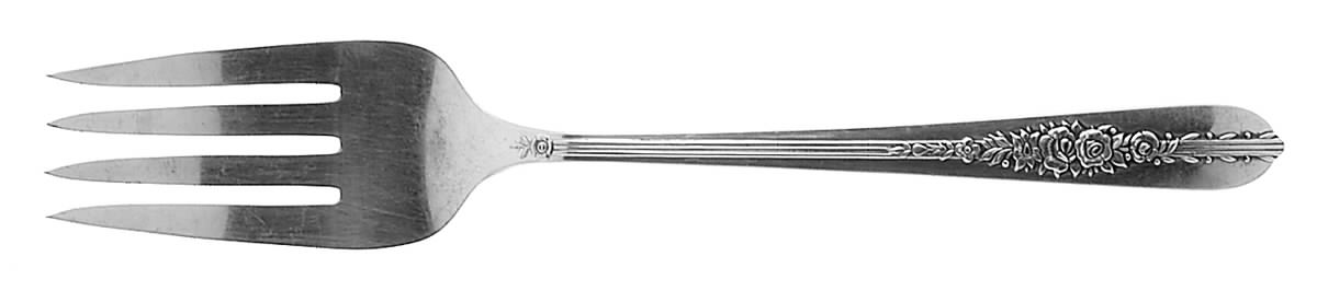 Royal Rose (Silverplate, 1939) Medium Solid Cold Meat Serving Fork by Oneida Silver-1