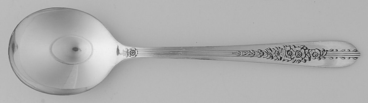 Royal Rose (Silverplate, 1939) Round Bowl Soup Spoon (Gumbo) by Oneida Silver-1