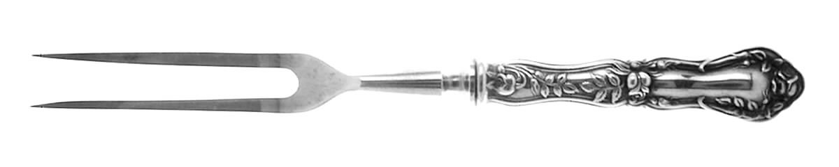 Rosemary (Silverplate, 1906) Small Steak Carving Fork with Stainless Prongs by Oneida Silver-1