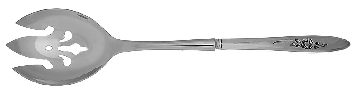 Rose Shadow (Stainless) Salad Serving Fork with Stainless Prongs HC by Oneida Silver-1