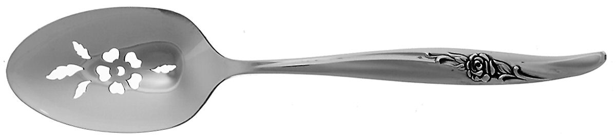 Rose Song (Silverplate, 1964) Pierced Tablespoon (Serving Spoon) by Oneida Silver-1