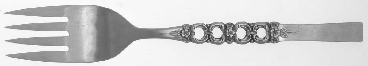 Rose Wisp (Stainless) Medium Solid Cold Meat Serving Fork by Oneida Silver-1