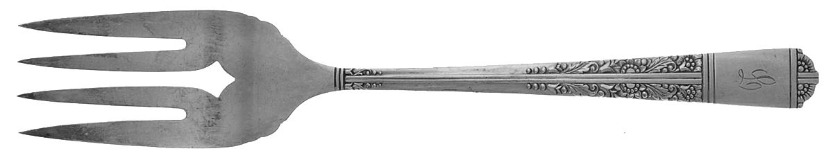 Royal York (Silverplate, 1937) Monogram Medium Solid Cold Meat Serving Fork by Oneida Silver-1
