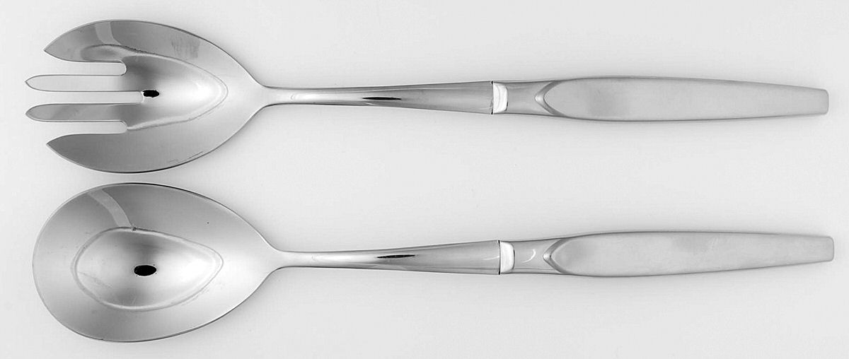Satinique (Stainless, Older) (2 Pc) Solid Salad Set by Oneida Silver-1