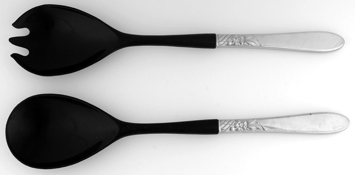 Sea Breeze (Stainless) Plastic Bowl 2-Piece Salad Set by Oneida Silver-1
